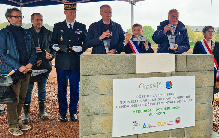 Pose de la première pierre de la future caserne de gendarmerie Alencon