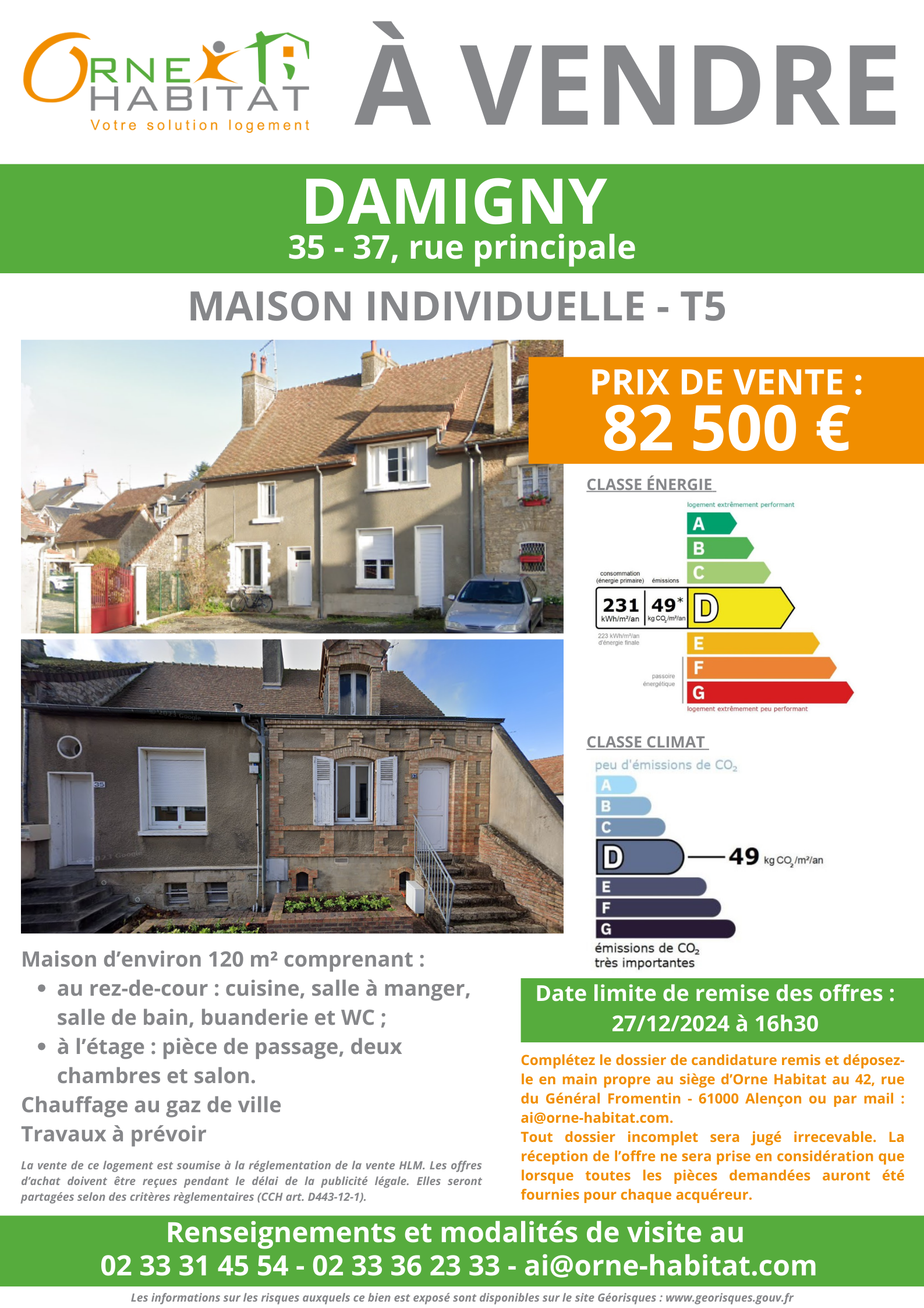 Vente maison Damigny