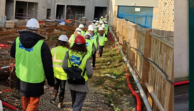 Visite du chantier du collège Racine à Alençon