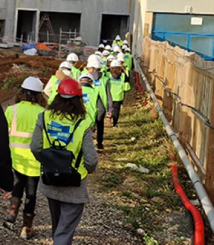 Visite du chantier du collège Racine à Alençon